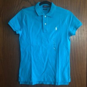 Ralph Lauren Women’s Skinny Fit Polo Shirt, Cove Blue, Size: Medium